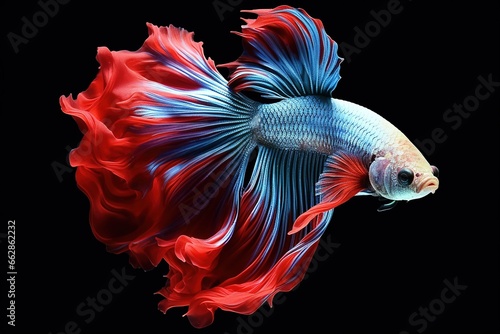 Colorful Siamese fighting fish with beautiful silk tail.
