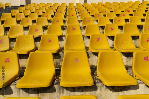 Chairs for cheering on football in the stands