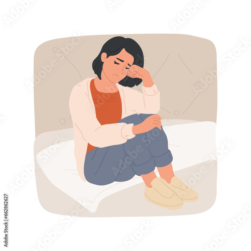Signs of depression isolated cartoon vector illustration. Teenage depression, emotional burnout, sad girl having suicise thoughts, negative mood, teen psychological problem vector cartoon.