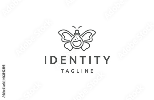 Potion butterfly logo design template flat vector