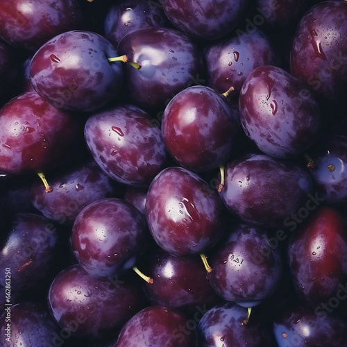 Fresh plums as background. Top view. Close-up.