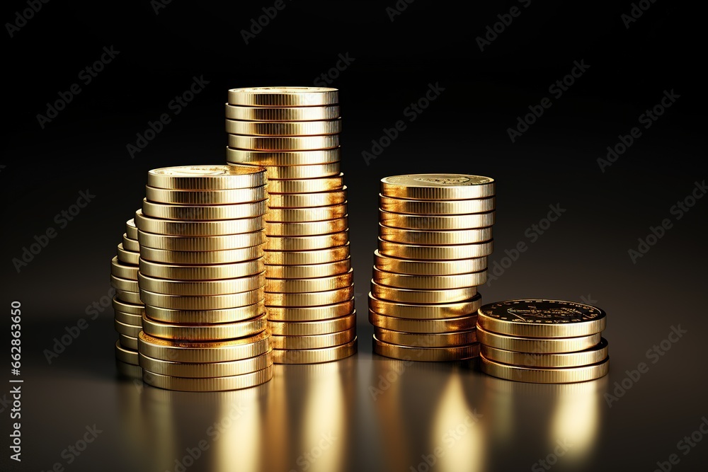 Stacks of shiny coins.