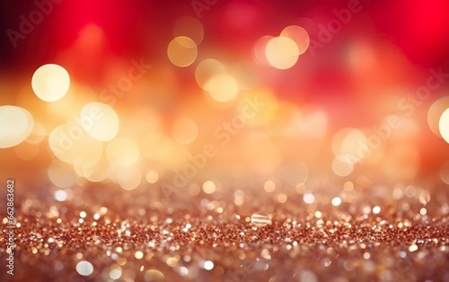 Abstract golden glitter christmas background with bokeh effect
