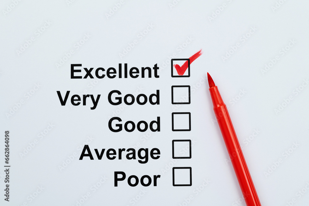 Tick the excellent box on customer feedback form Tick the excellent box on customer feedback form