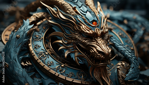 Dragon decoration in Chinese culture, an ancient sculpture of spirituality generated by AI