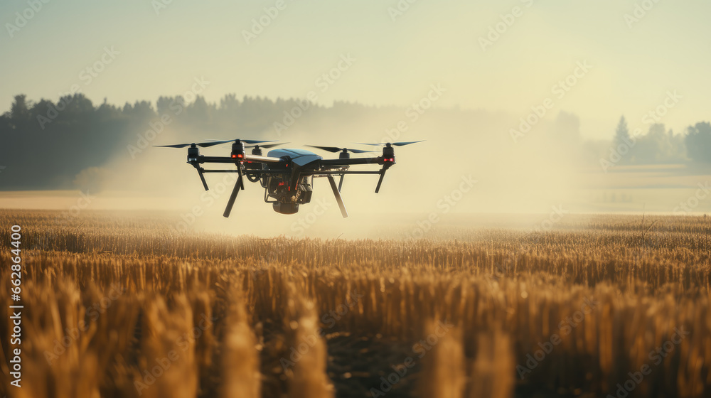 Drone spraying field Generative Ai Drone spraying field Generative Ai