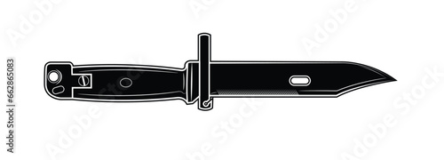 Vector illustration of the soviet 6H4 bayonet for the assault carbine on the white background. Black.