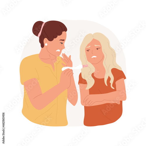 Telling parents about pregnancy isolated cartoon vector illustration. Mom discovering about teen daughters pregnancy, teenager having children early, adolescent parents vector cartoon.