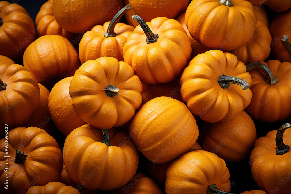 Pile of Small Fall Pumpkins Thanksgiving Harvest Background. Generative Ai. Pile of Small Fall Pumpkins Thanksgiving Harvest Background. Generative Ai.