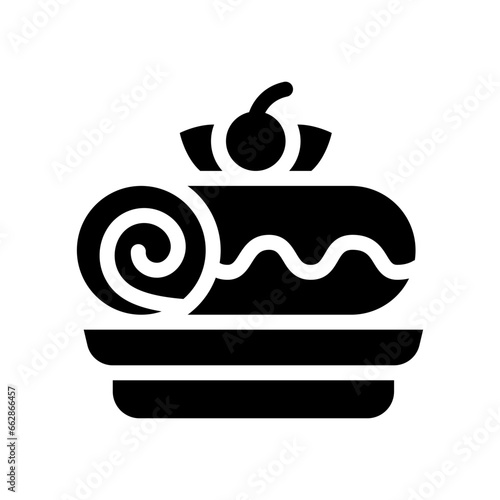 roll cake glyph icon illustration vector graphic. Simple element illustration vector graphic, suitable for app, websites, and presentations isolated on white background