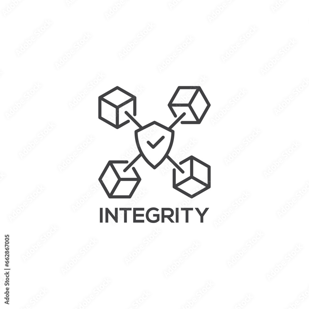 Integrity icon, business concept. Modern sign, linear pictogram, outline symbol, simple thin line vector design element template Integrity icon, business concept. Modern sign, linear pictogram, outline symbol, simple thin line vector design element template