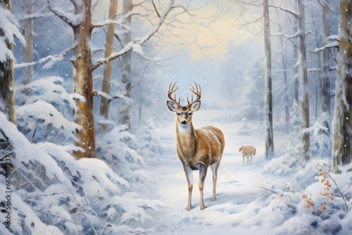 Christmas Wildlife in Snowy Woods © Bijac