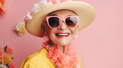 Elderly stylish woman enjoying life