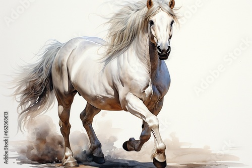 white horse running