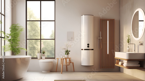 Gas water heater. Gas boiler - heating and hot water supply. photo