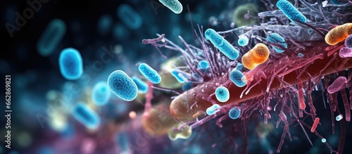 Microscopic view of bacteria and microbes With copyspace for text © 2rogan