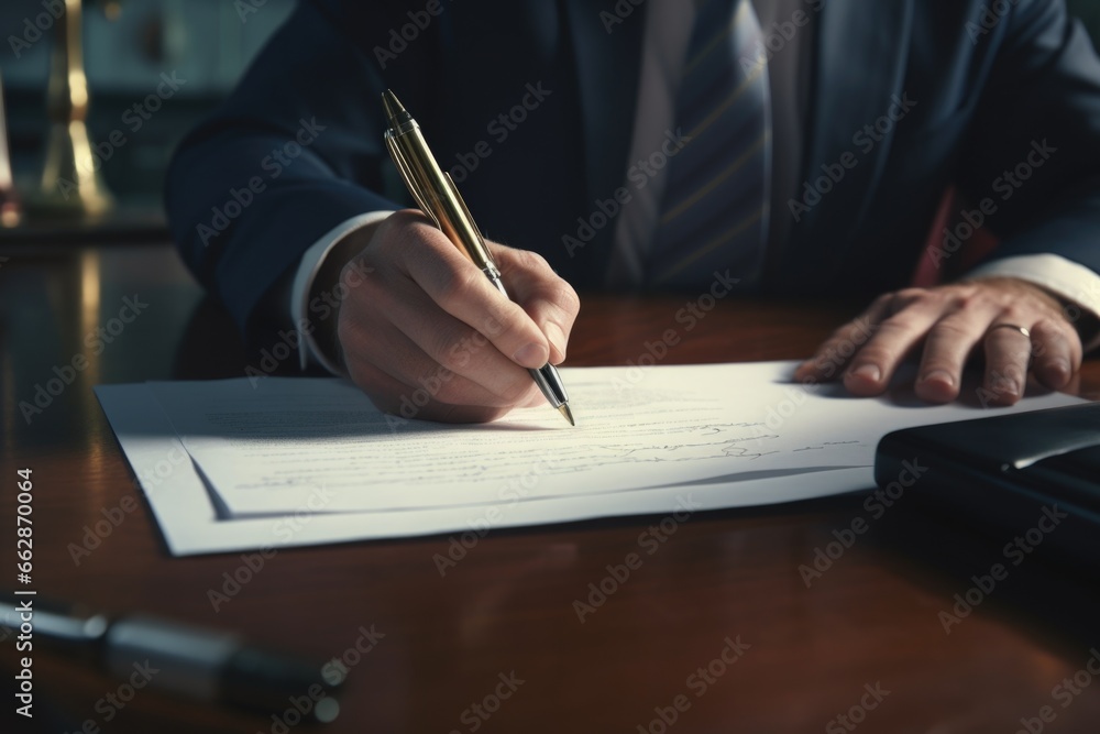 A man in a suit writing on a piece of paper. Suitable for business, office, or education concepts. A man in a suit writing on a piece of paper. Suitable for business, office, or education concepts.
