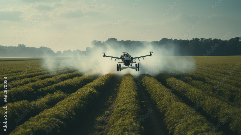Drone spraying field Generative Ai Drone spraying field Generative Ai
