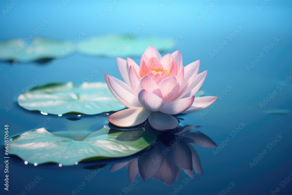 A beautiful pink water lily floating peacefully on the calm surface of a lake. Perfect for nature-themed designs or adding a touch of tranquility to your projects