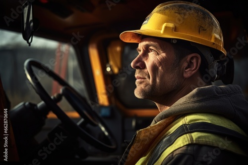 A picture of a man wearing a hard hat and safety vest. This image is perfect for illustrating a construction worker or other industrial professions.
