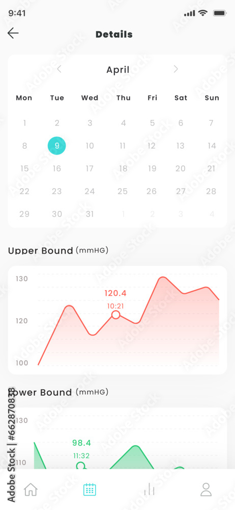 Blood Pressure Measurement and Healthcare Check and Test Mobile App UI Kit Template Blood Pressure Measurement and Healthcare Check and Test Mobile App UI Kit Template