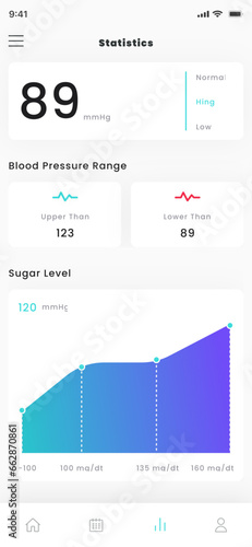 Blood Pressure Measurement and Healthcare Check and Test Mobile App UI Kit Template