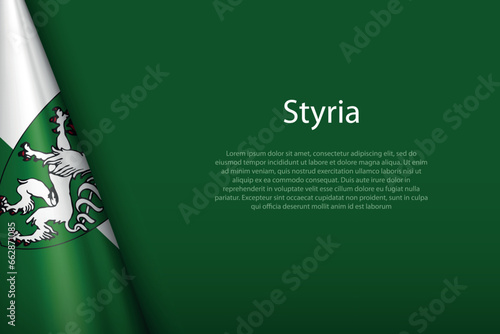 flag Styria, state of Austria, isolated on background with copyspace