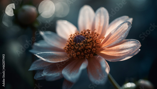 Vibrant gerbera daisy in dewy meadow showcases natural beauty generated by AI