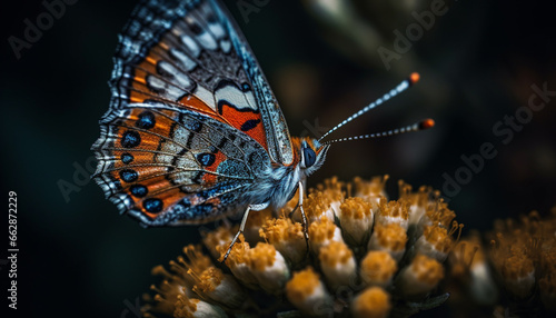 Vibrant butterfly wing spotted in nature multi colored beauty outdoors generated by AI © Stockgiu