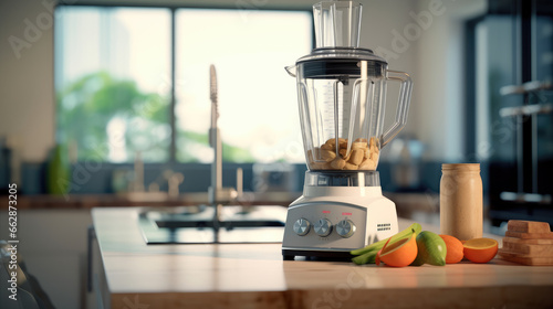 A blender placed on a kitchen counter