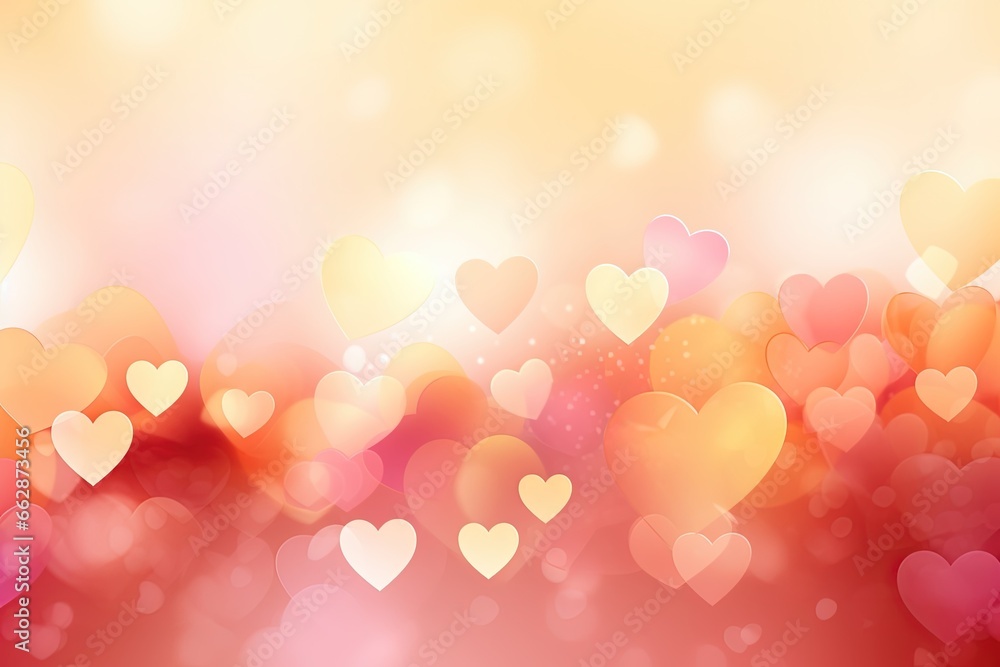Romantic Heart-shaped Elements on Blurry Background Romantic Heart-shaped Elements on Blurry Background