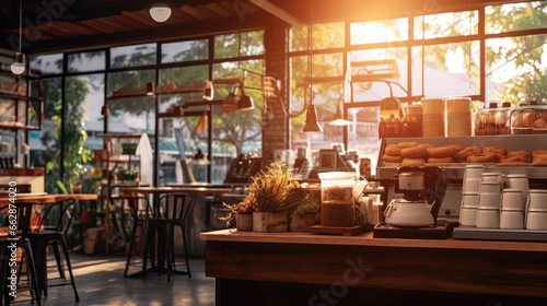 Wallpaper Mural A coffee shop with a blurred background Torontodigital.ca