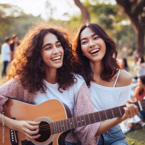 two girls with guitar