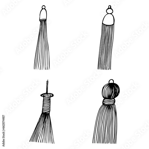 set of doodle-style tassels for hanging and decorating