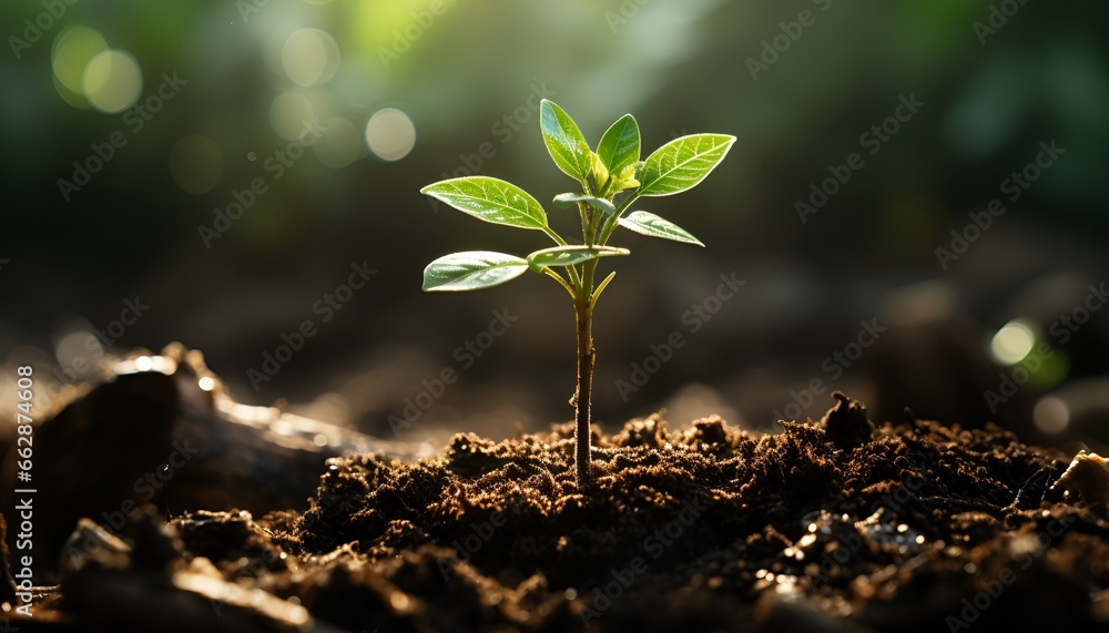 Young sapling growing in the light Young sapling growing in the light