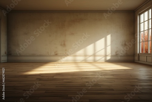 Empty room with window and floor  representation. Generative AI