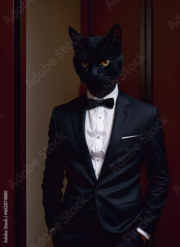 Portrait of a businessman s cat in a suit and tie