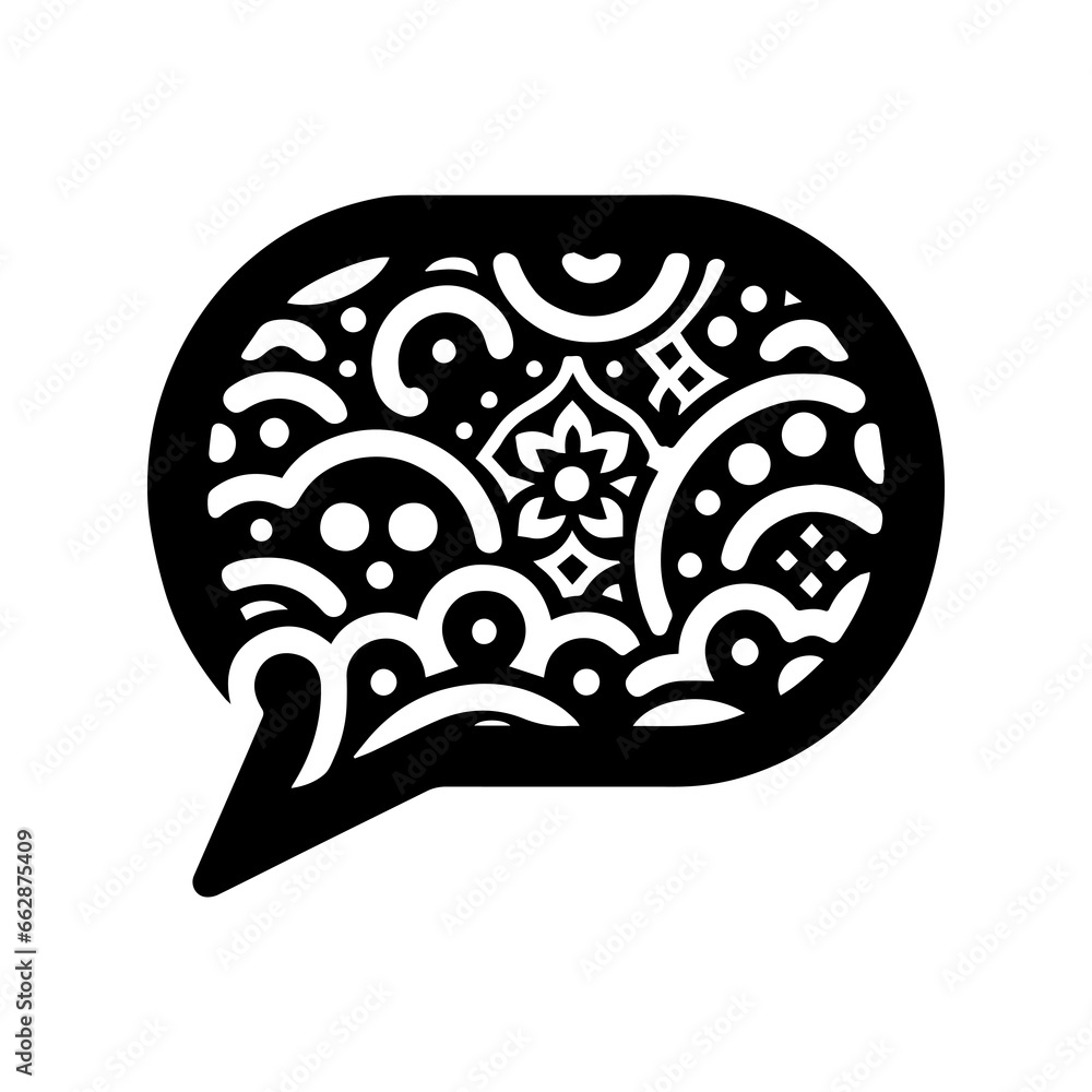 Fototapeta premium uniquely crafted icon symbolizing chatting or messaging, adorned with intricate batik motifs. Designed in PNG format with a transparent background