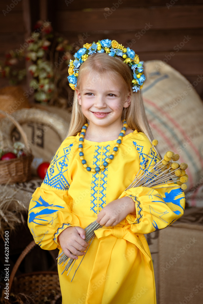 Little Ukranian girl in a traditional costume