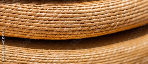 Close up of UNESCO recognized traditional weaving of Ecuadorian Paja Toquilla Straw Hats With copyspace for text