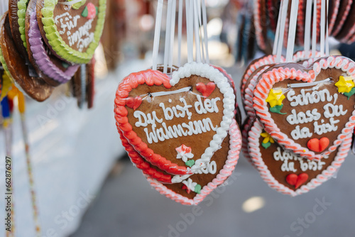 Traditional Lebkuchenherz Gingerbread heart at the famous Oktoberfest in Munich. Reading "you are awesome"