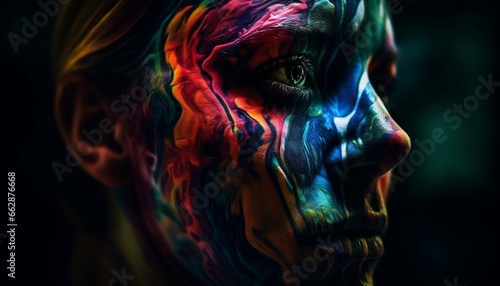 Abstract glowing portrait of a young adult in futuristic fantasy generated by AI