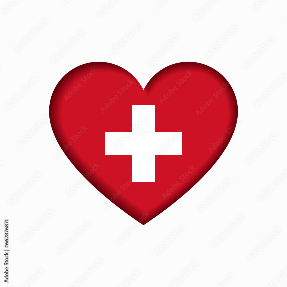 Swiss flag heart-shaped sign. Vector illustration. Swiss flag heart-shaped sign. Vector illustration.