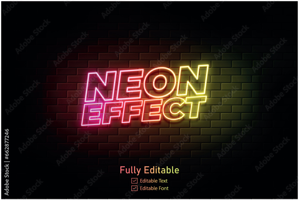 Neon effect for edible text neon style effect logo and night club logo and night party poste Vector neon Neon effect for edible text neon style effect logo and night club logo and night party poste Vector neon