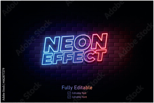 Neon effect for edible text neon style effect logo and night club logo and night party poste Vector neon 