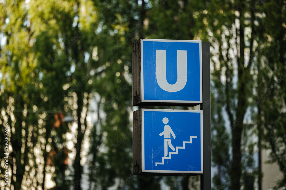 U-Bahn underground sign in Munich, Germany U-Bahn underground sign in Munich, Germany