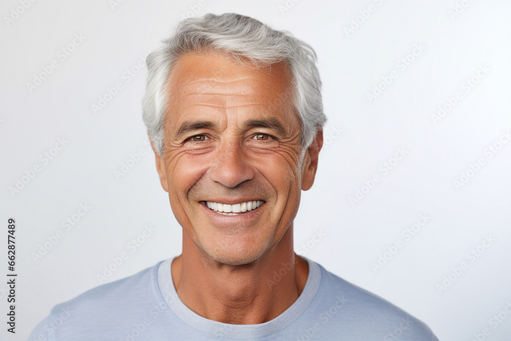 Portrait of handsome man with bright smile veneers after dentist isolated on white background Portrait of handsome man with bright smile veneers after dentist isolated on white background