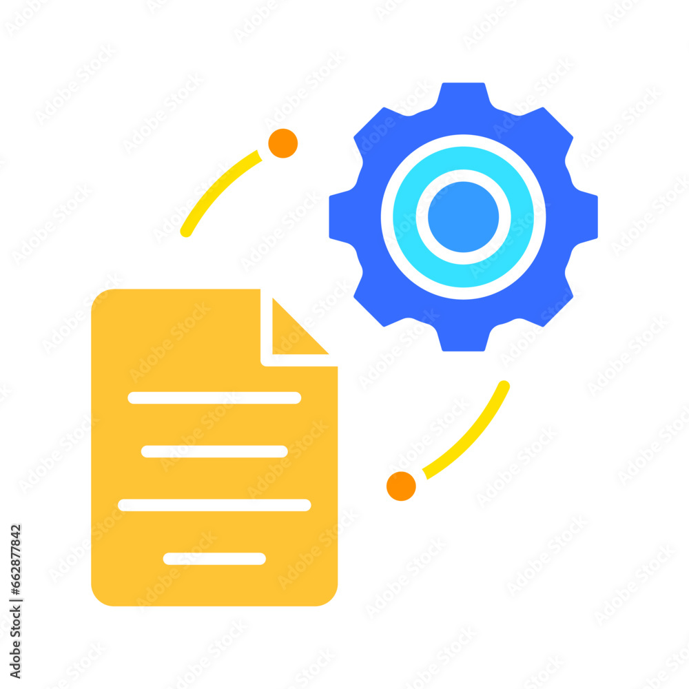 File with gear line icon. Information, folder, document, work, computer, saving. Vector color icon on a white background for business and advertising. File with gear line icon. Information, folder, document, work, computer, saving. Vector color icon on a white background for business and advertising.