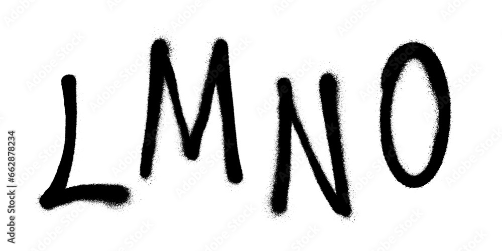 Graffiti spray font alphabet with a spray in black over white. Vector illustration. Part 4 Graffiti spray font alphabet with a spray in black over white. Vector illustration. Part 4