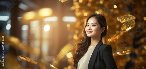 Asian Female Illustration Investment Banker Job Lifestyle Background Generative AI